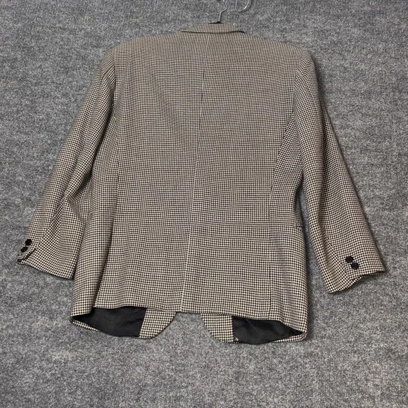 Lubiam Blazer Mens 48 Beige Houndstooth Virgin Wool Made In Italy Sport Coat